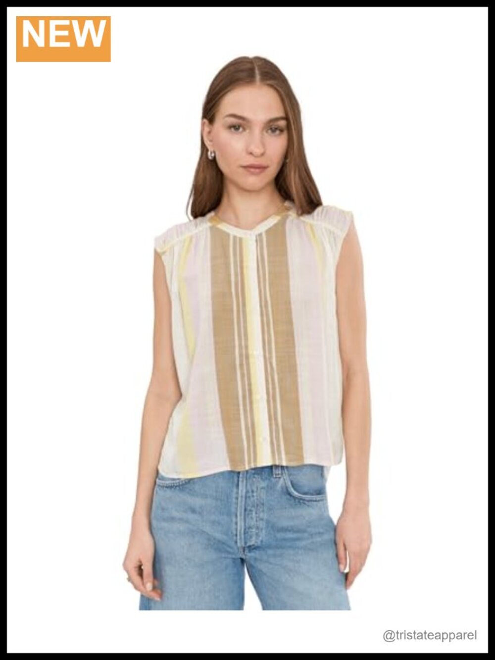 Viscose Dolman Button Front Blouse Shirring Sleeveless